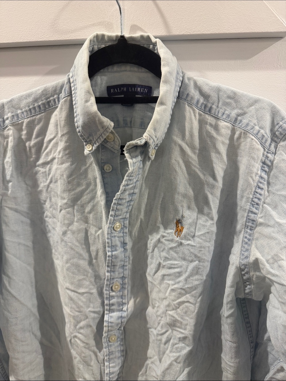 Ralph Lauren Light Blue Button-Down Oxford Shirt with Pony Embroidery